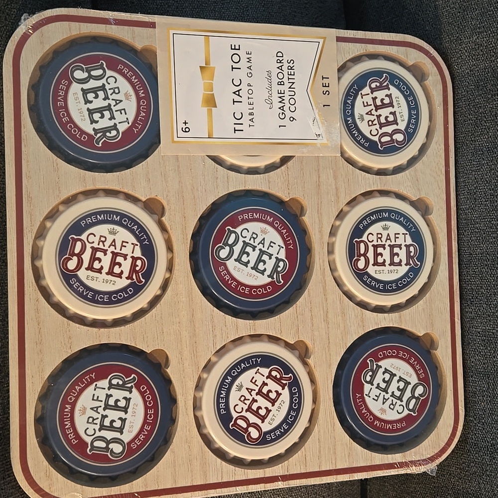 Craft Beer caps tic tac toe board game poker party game night Happy Hour NWOT Ne
